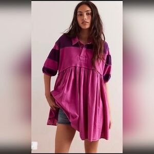 Free People Women's Pink Remi Rugby Mini Dress